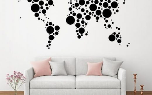 Wallstickers med verdenskort – flotte designs, god kvalitet og favorable priser